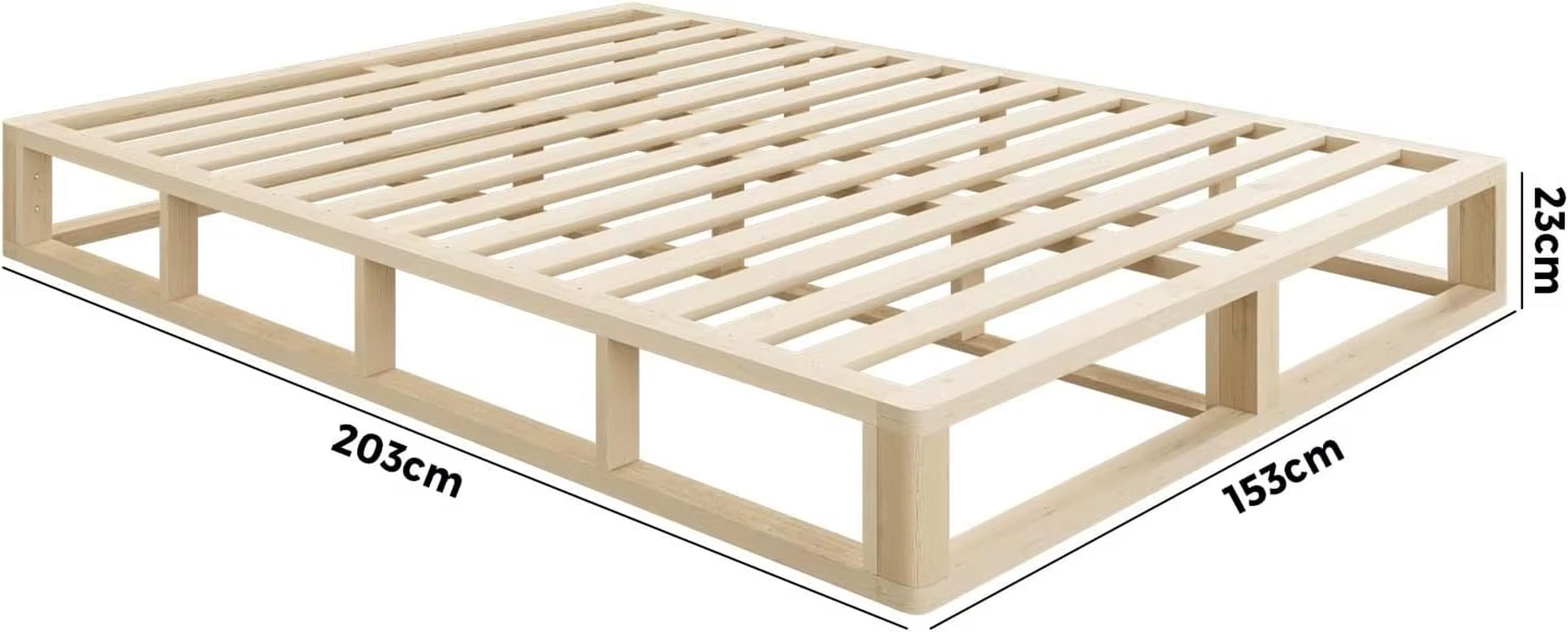 Queen Bed Frame with Solid Wood Frame Platform Bed and Wooden Bed Base