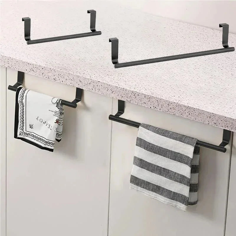 Towel Rack over Door Stainless Steel Towel Bar Storage Organizer Bathroom Kitchen Cabinet Door Hanging Towel Rack