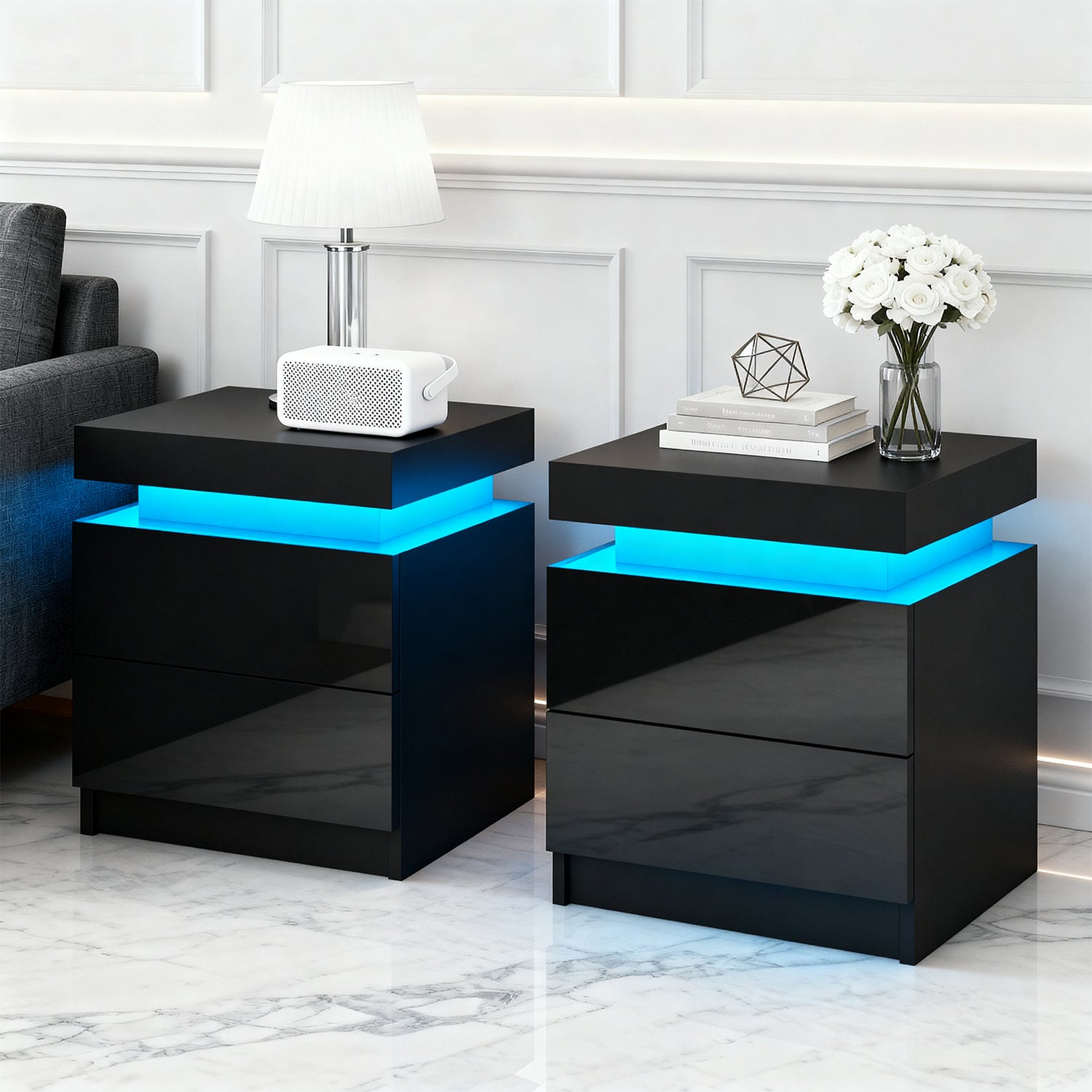 Noir Beam Twin Tables