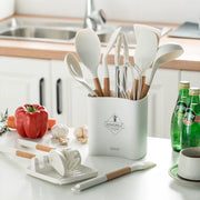 10/13 PCS Silicone Kitchen Cookware High Temperature Resistant Non-Stick Wooden Handle Spatula Baking Tools Cookware Set